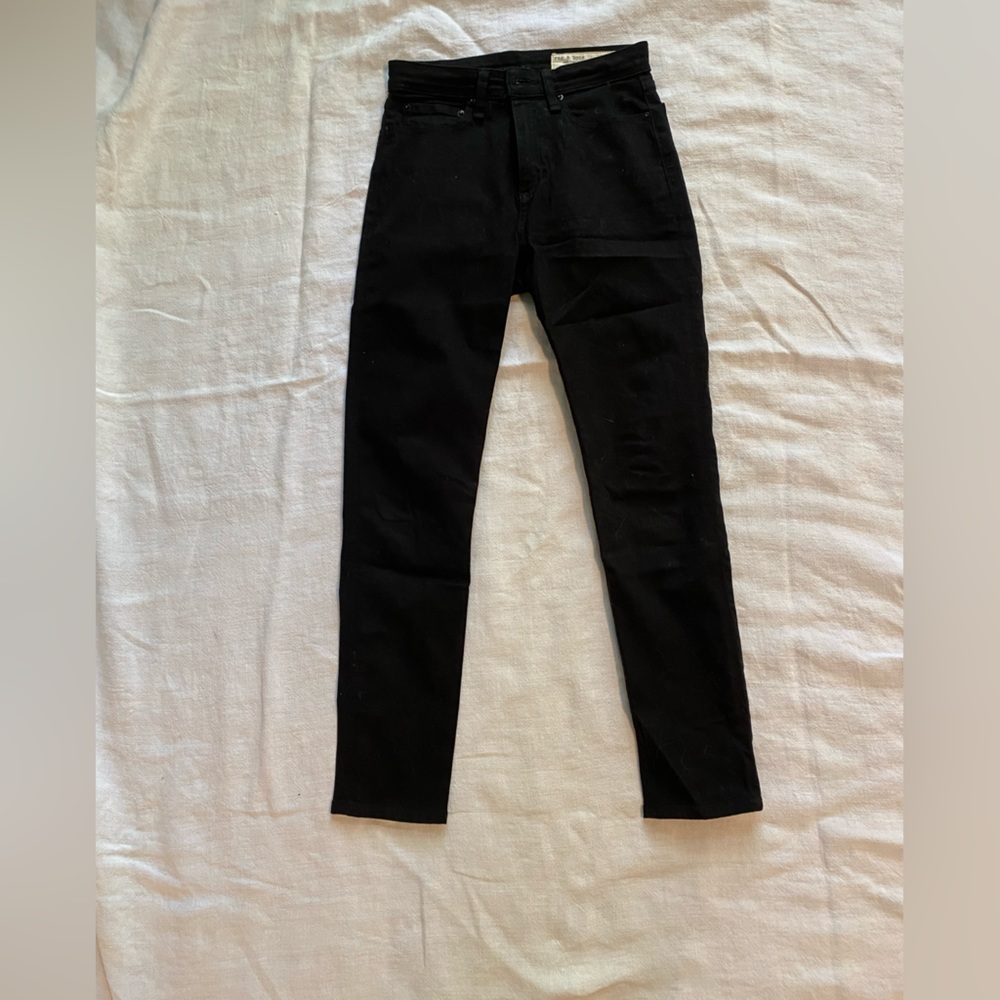 Rag and bone Nina high rise skinny ankle jeans, color black, size 25